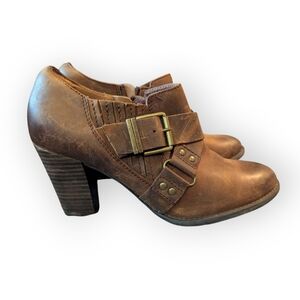 Clarks Brown Leather Heeled Shoes